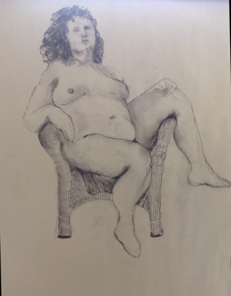 Nude on a chair | 18 x 24 Newsprint paper